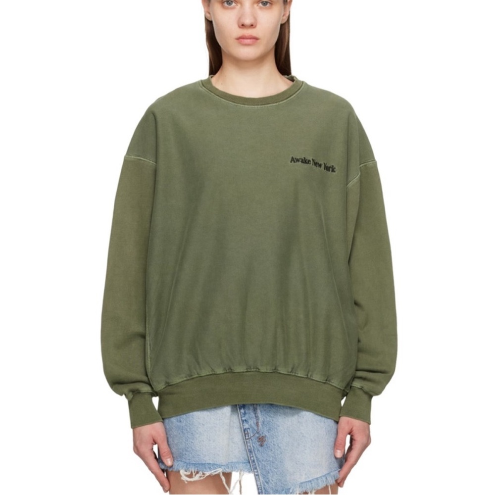 Awake NY Sweatshirt Grey Green Medium